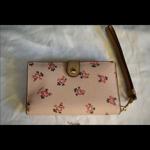 Coach floral wristlet wallet